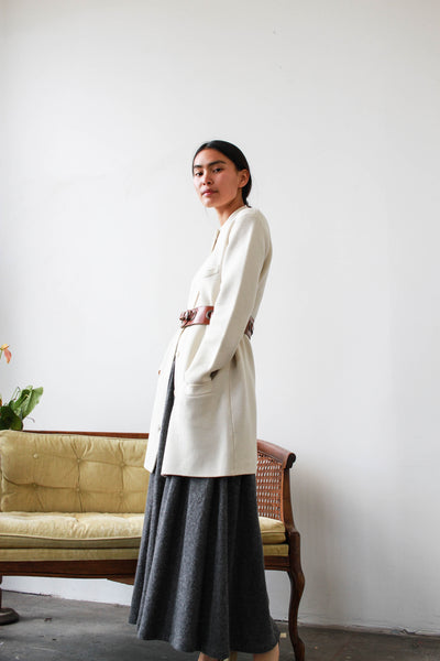 1960s Bone White Knit Long Cardigan