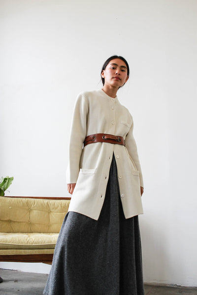 1960s Bone White Knit Long Cardigan