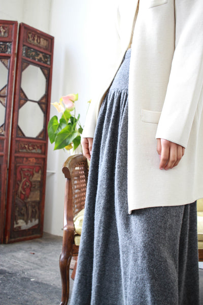 1980s Charcoal Cashmere Wool Midi Skirt