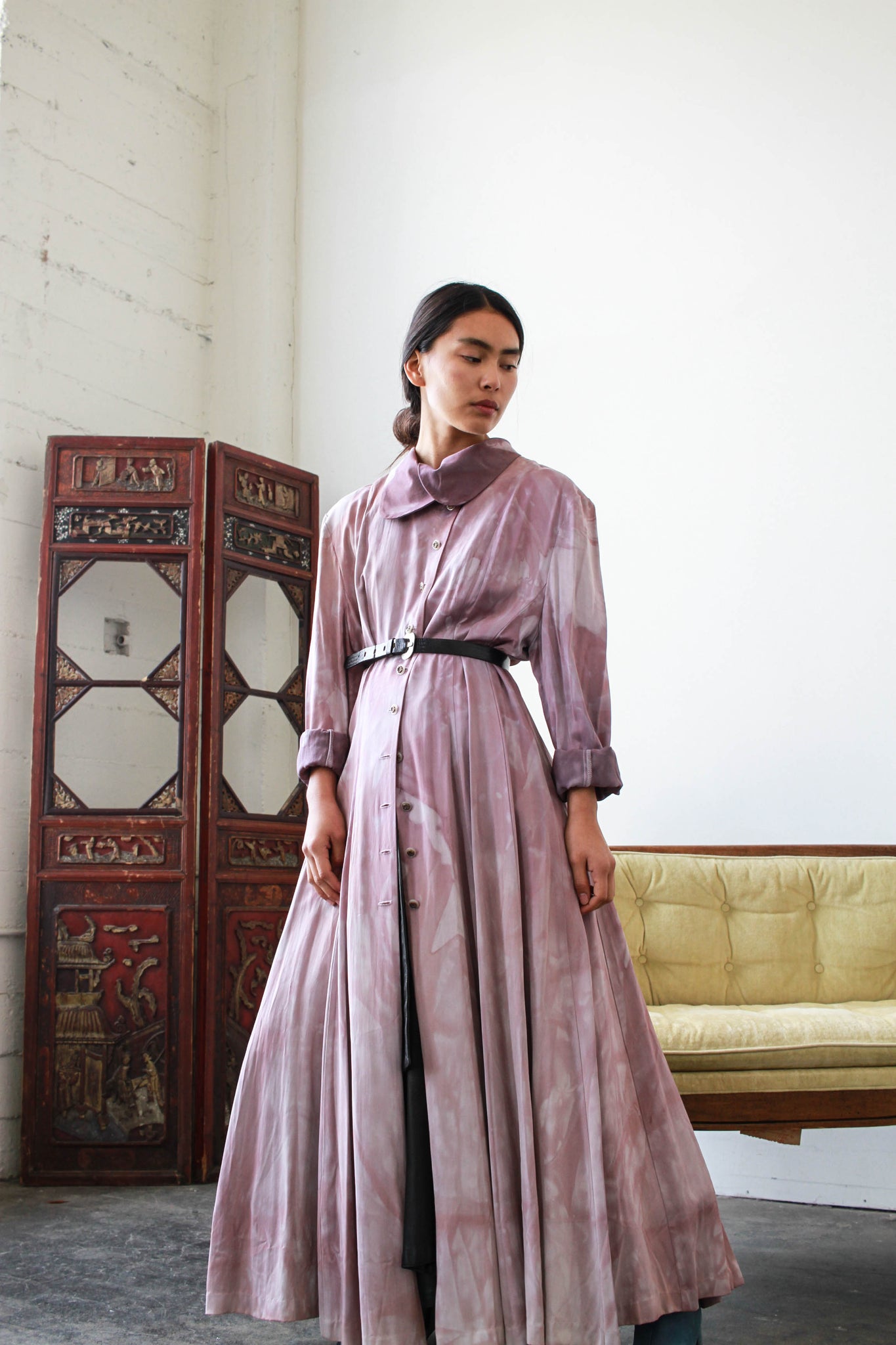 1980s Lilac Tie-Dye Duster Coat