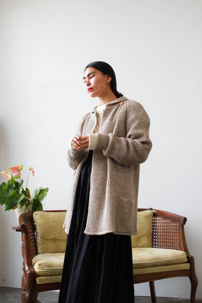 1980s Imagnin Mocha Wool Ribbed Duster