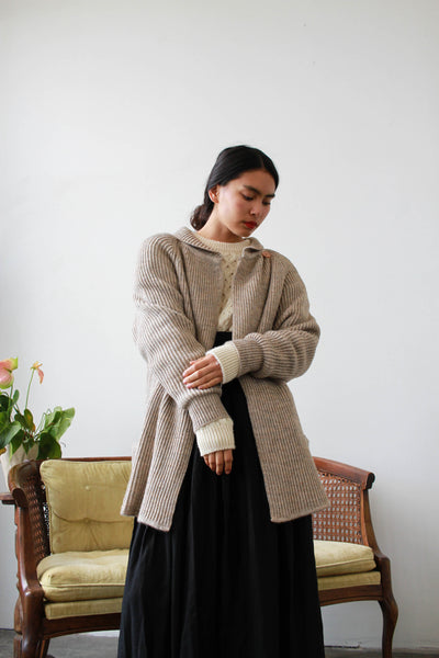 1980s Imagnin Mocha Wool Ribbed Duster