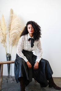 1980s DKNY White Lace Button Up Blouse