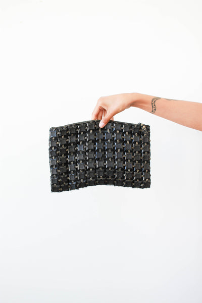 1940s Black Pastiflex Tile Clutch Bag