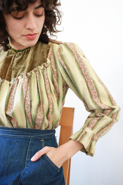 1940s Terry Cloth Striped Blouse