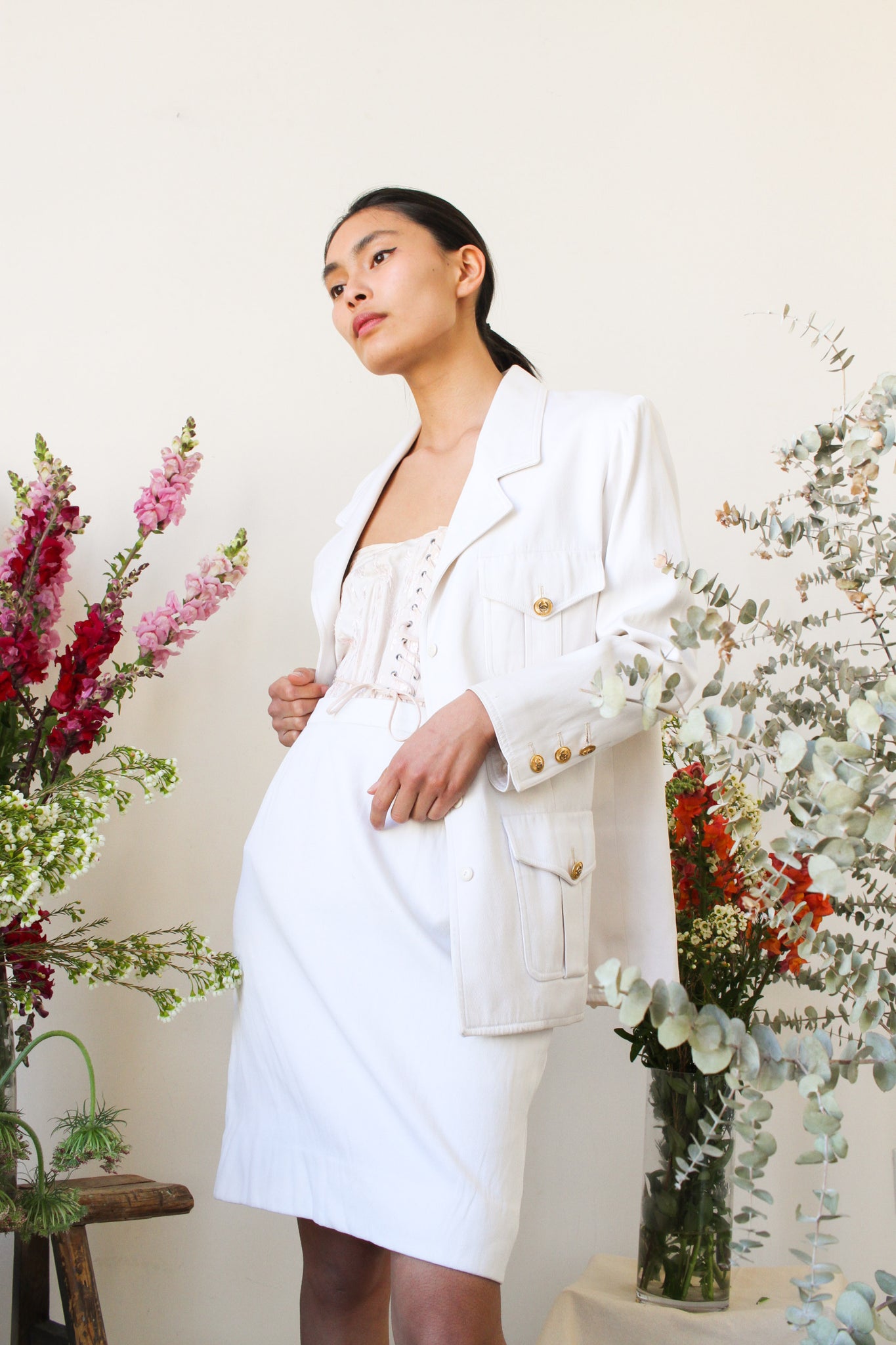 1980s White Chanel Silk Skirt Suit Set – Blossom Vintage