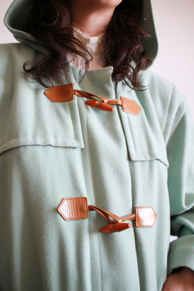 1980s YSL Rive Gauche Mint Wool Pea Coat