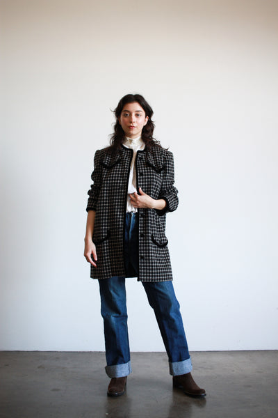 1980s Black Checkered Cashmere Jacket