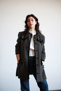 1980s Black Checkered Cashmere Jacket