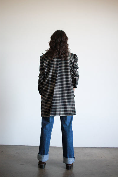 1980s Black Checkered Cashmere Jacket