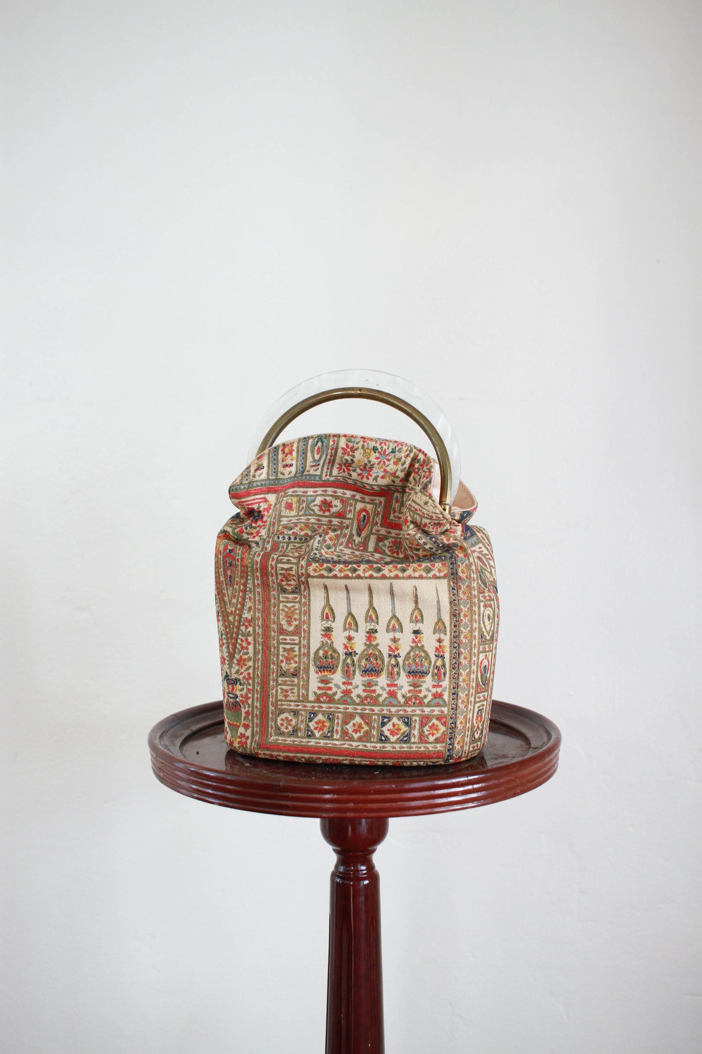 1940s Silk Egyptian Block Print Handbag
