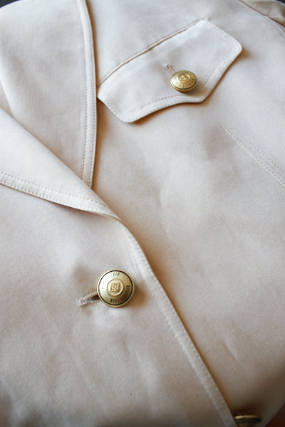 1980s Buttercream Silk Short Sleeve Blazer