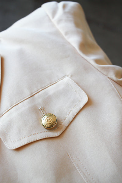 1980s Buttercream Silk Short Sleeve Blazer