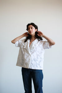 1990s Christian Dior White Cotton Applique Jacket
