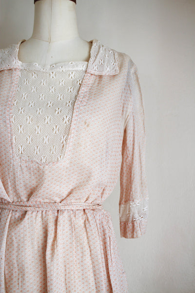1920s Blush Print Day Dress
