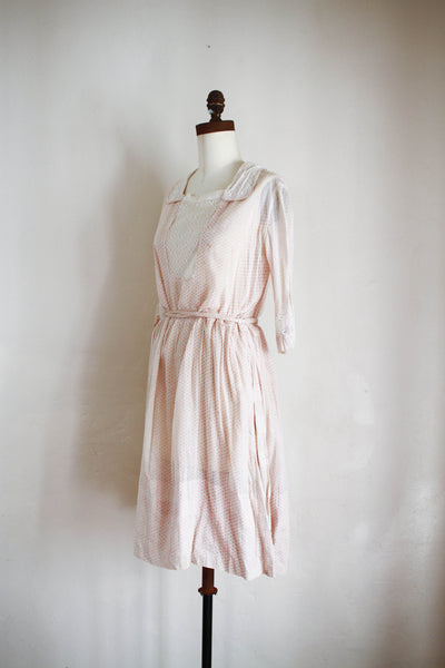 1920s Blush Print Day Dress