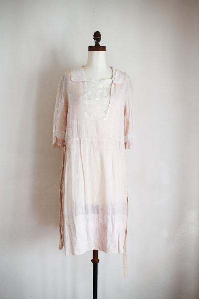 1920s Blush Print Day Dress