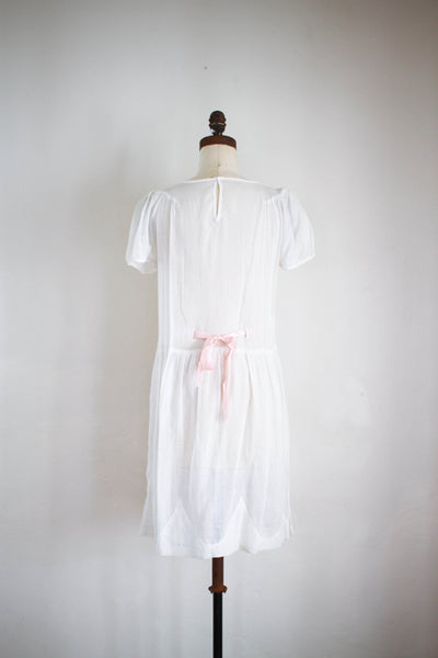 1920s Cotton Voile Embroidered Dress