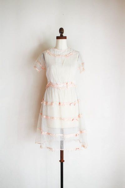 1920s Net Ribbon Tiered Dress