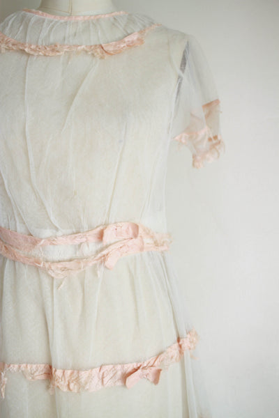 1920s Net Ribbon Tiered Dress