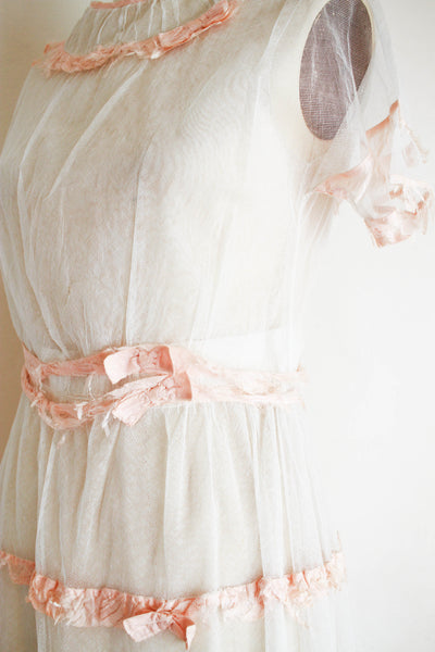 1920s Net Ribbon Tiered Dress