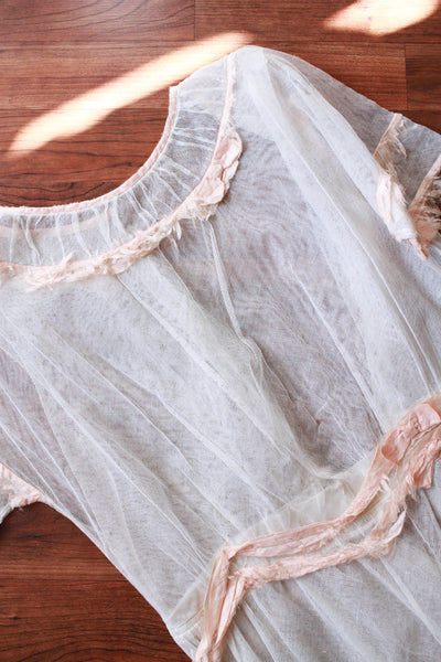 1920s Net Ribbon Tiered Dress