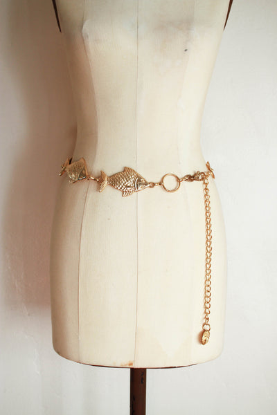 1980s Gold Fishy Chain Belt