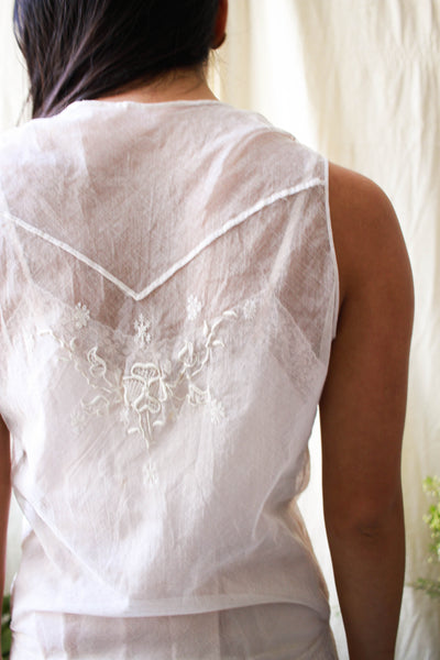 Antique 1920s Ecru Net lace Embroidered Wedding Dress
