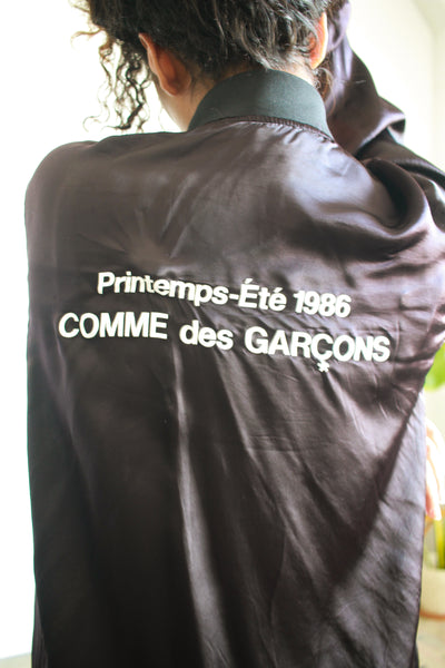 1990s Comme Des Garçon Black Satin Bomber Jacket