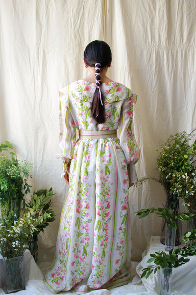 1970s Spring Floral Bill Blass Maxi Dress