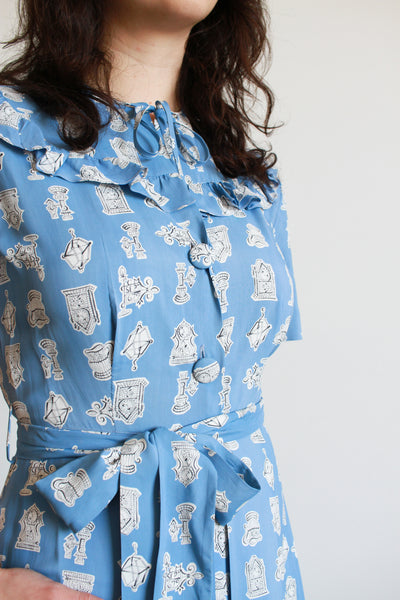 1940s Textron Cold Rayon Print Dressing Gown