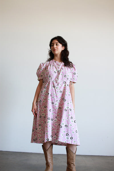 1930s Pink Feedsack Print Day Dress