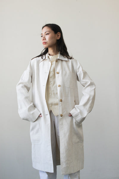 1990s Ann Demeulemeester White Linen Coat