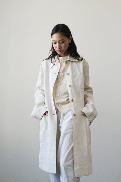 1990s Ann Demeulemeester White Linen Coat