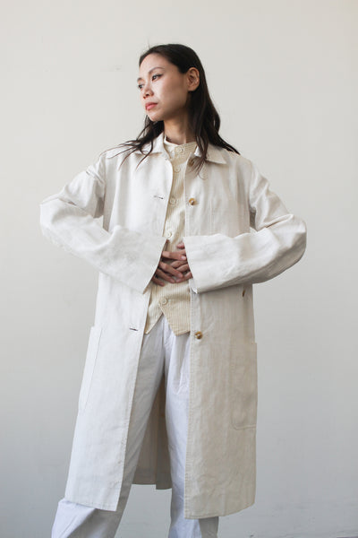 1990s Ann Demeulemeester White Linen Coat