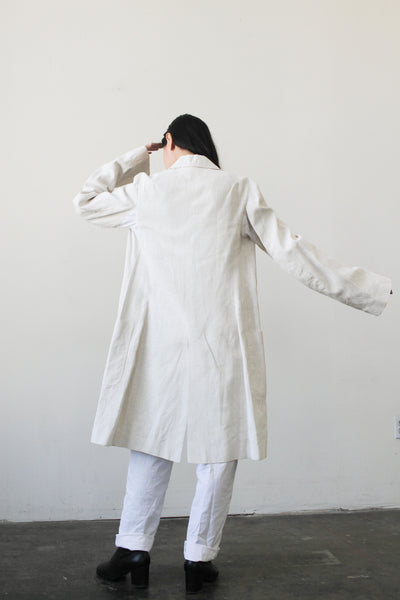 1990s Ann Demeulemeester White Linen Coat