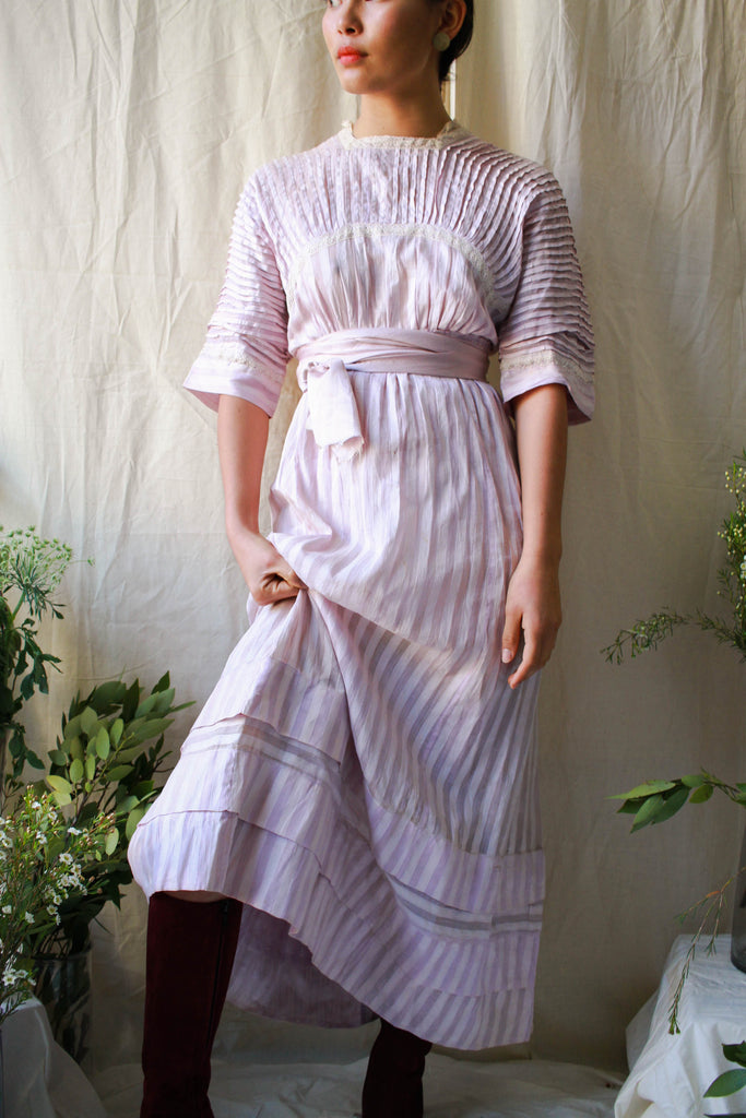 Edwardian Lilac Pleated Lawn Dress – Blossom Vintage