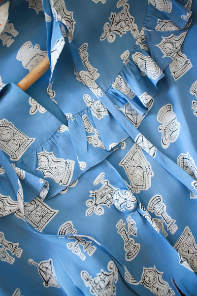 1940s Textron Cold Rayon Print Dressing Gown
