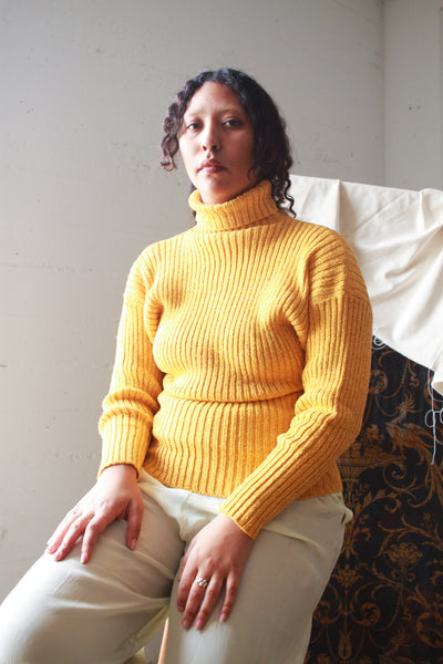 1980s Mustard Ribbed Dolman Sweater