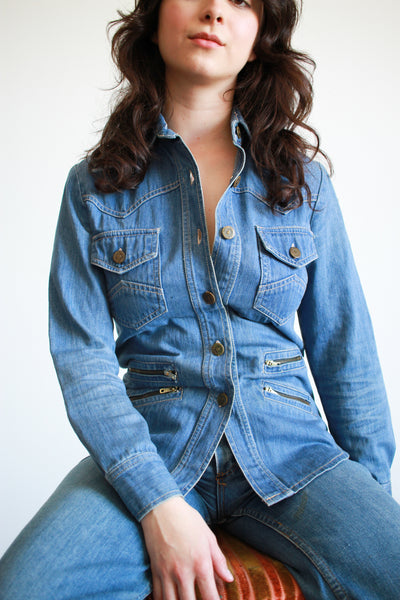 1970s Denim Western Button Shirt