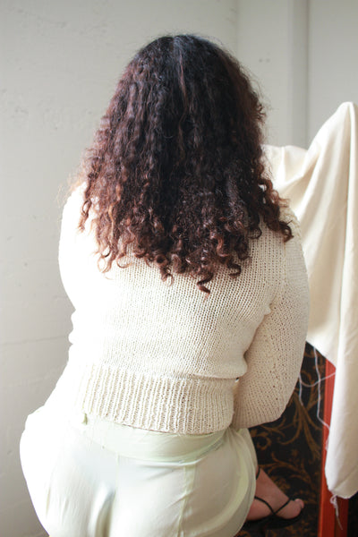 1980s White Popcorn Knit Swearer