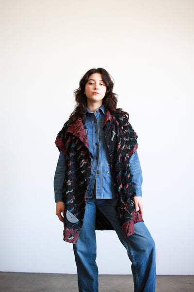 1980s Frayed Multicolor Woven Jacket