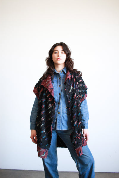 1980s Frayed Multicolor Woven Jacket