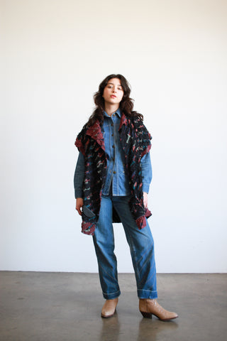 1980s Frayed Multicolor Woven Jacket