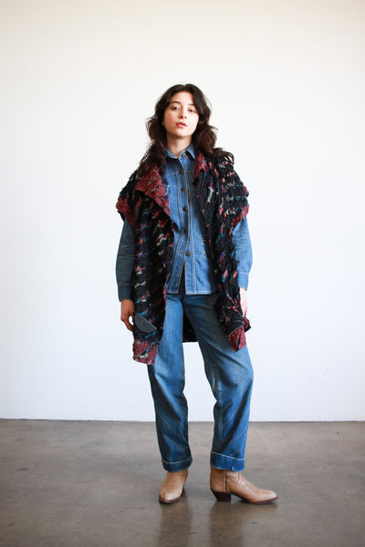1980s Frayed Multicolor Woven Jacket