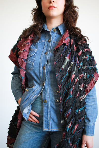 1980s Frayed Multicolor Woven Jacket