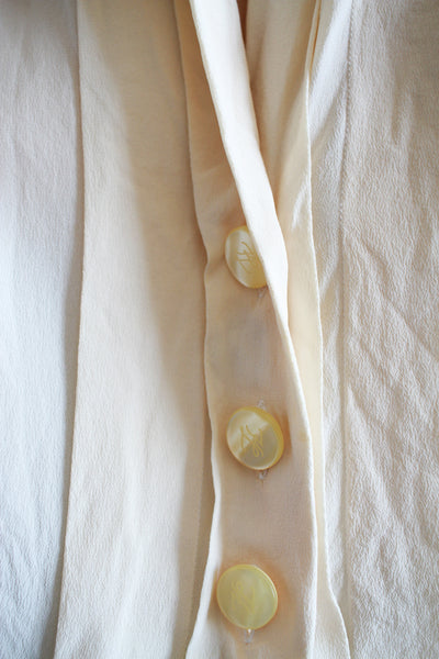 1980s Karl Lagerfeld Cream Silk Pleated Blouse
