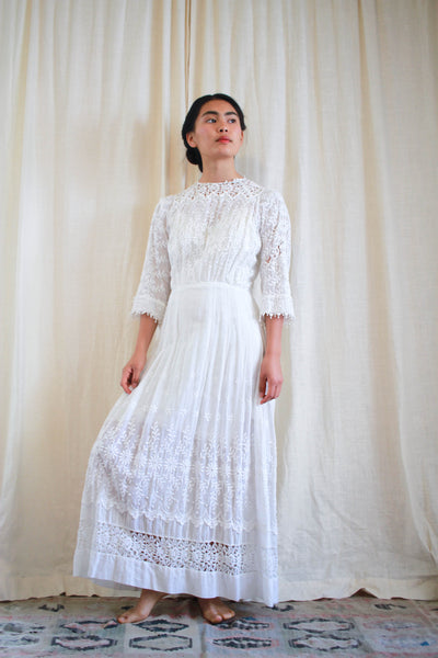 Edwardian Eyelet Cotton Lawn Dress