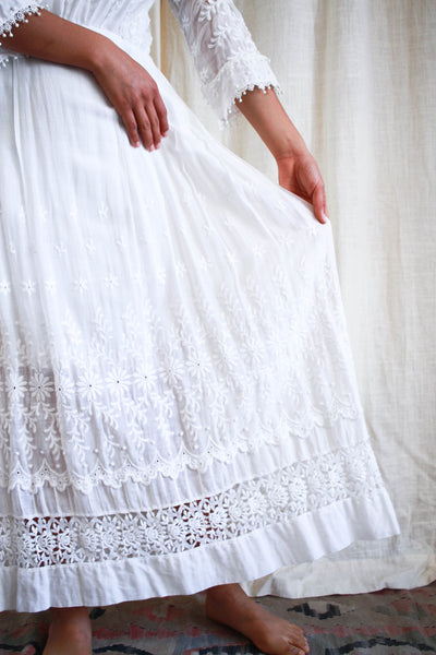Edwardian Eyelet Cotton Lawn Dress
