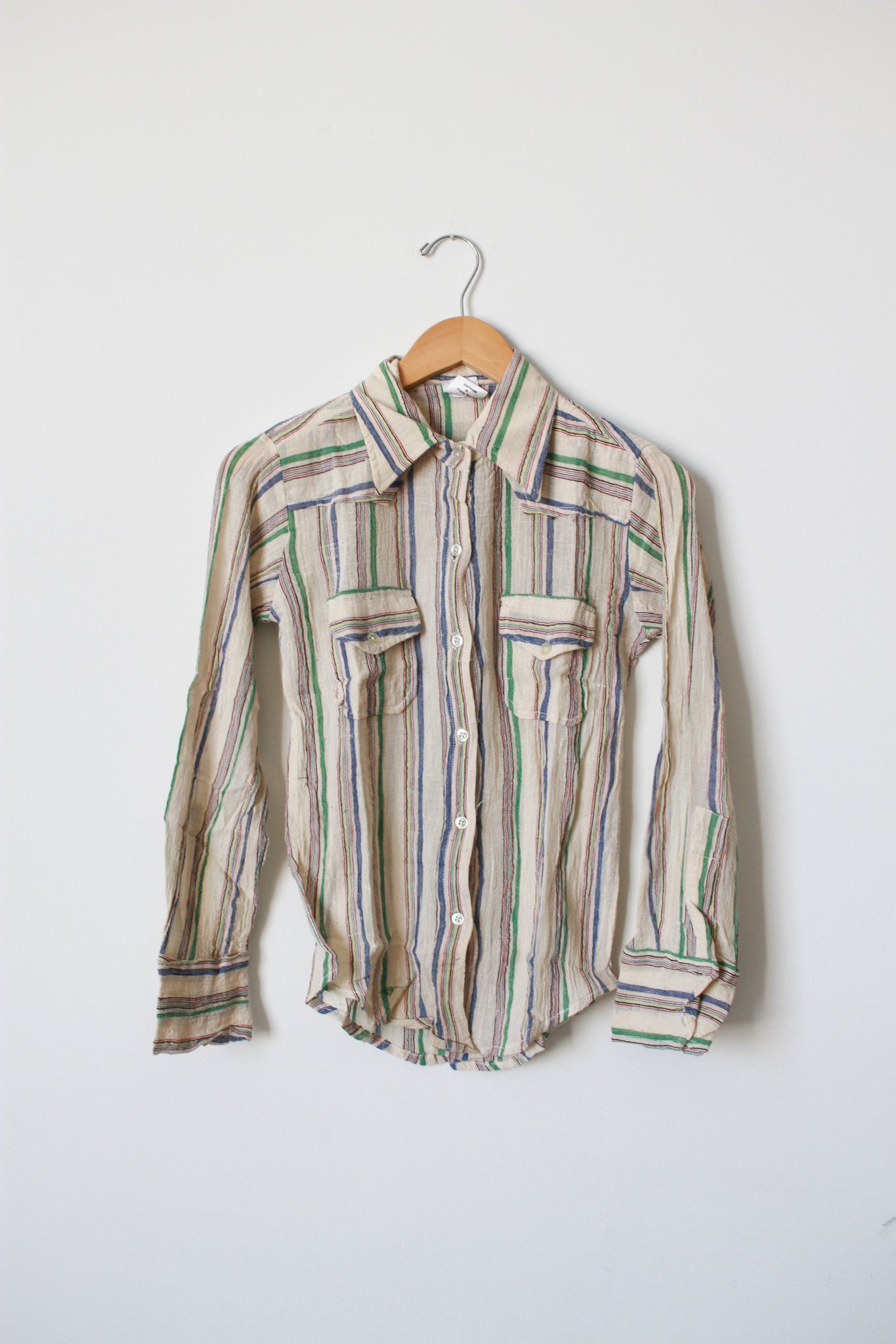 1970s Deadstock Indian Cotton Madras Button Up